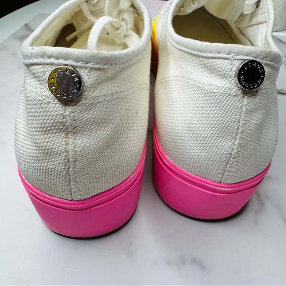 Steve Madden EMMI Platform Sneakers White Canvas Ombre Yellow Pink Size 10 - Picture 10 of 11